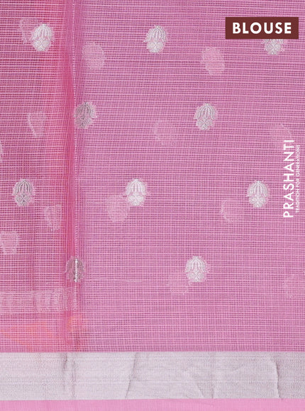 Cotton zari kota unstitched lehenga red and light pink with allover zari woven buttas and long woven border