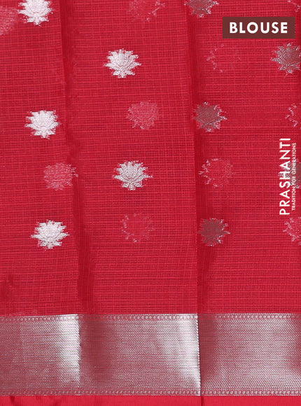 Cotton zari kota unstitched lehenga lavender and red with allover zari woven buttas and bird design border
