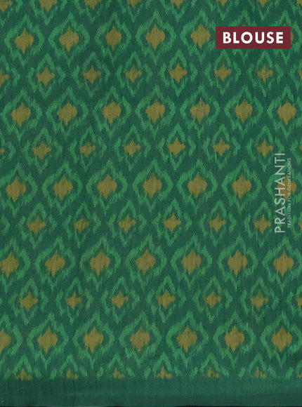 Semi tussar saree beige and green with allover kalamkari prints and patola printed border