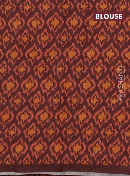 Semi tussar saree beige and coffee brown with allover kalamkari prints and patola printed border