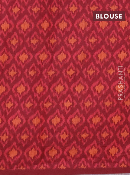 Semi tussar saree beige and maroon with allover kalamkari prints and patola printed border