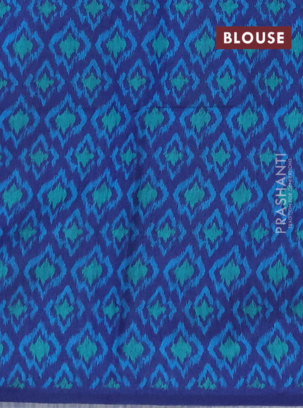 Semi tussar saree beige and navy blue with allover kalamkari prints and patola printed border