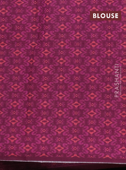 Semi tussar saree beige and magenta pink with allover kalamkari prints and patola printed border