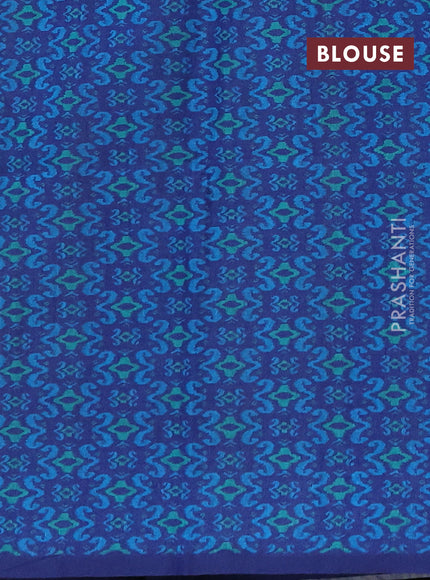 Semi tussar saree beige and navy blue with allover kalamkari prints and patola printed border