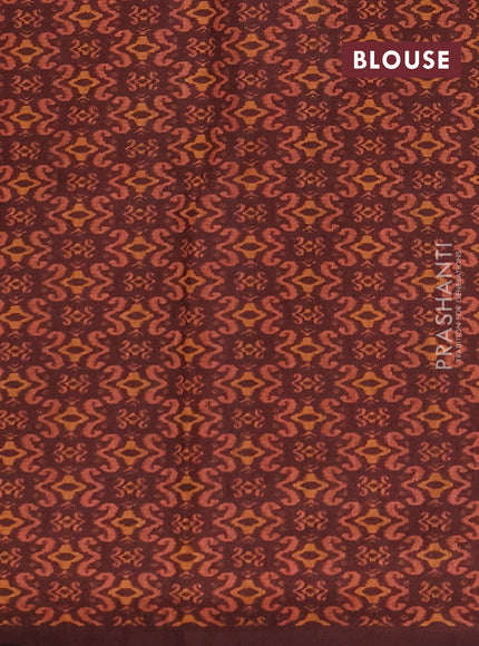 Semi tussar saree beige and coffee brown with allover kalamkari prints and patola printed border
