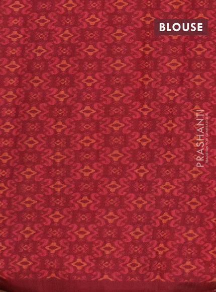 Semi tussar saree beige and maroon with allover kalamkari prints and patola printed border