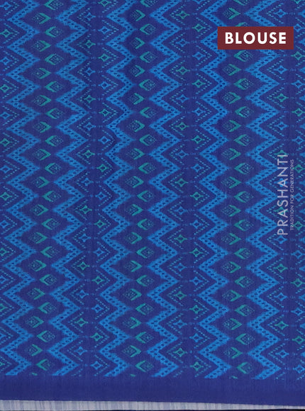 Semi tussar saree beige and navy blue with allover kalamkari prints and patola printed border