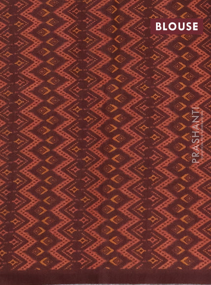 Semi tussar saree beige and coffee brown with allover kalamkari prints and patola printed border
