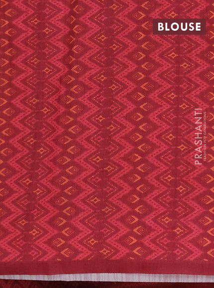 Semi tussar saree beige and maroon with allover kalamkari prints and patola printed border
