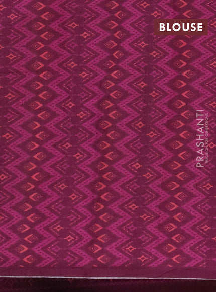 Semi tussar saree beige and magenta pink with allover kalamkari prints and patola printed border