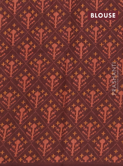 Semi tussar saree beige and coffee brown with allover kalamkari prints and patola printed border