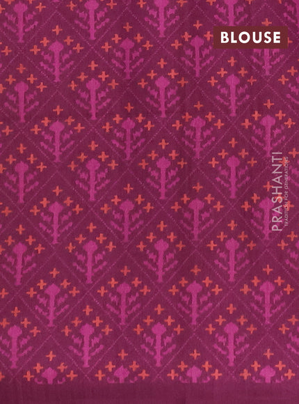 Semi tussar saree beige and magenta pink with allover kalamkari prints and patola printed border