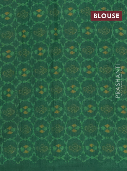 Semi tussar saree beige and green with allover kalamkari prints and patola printed border