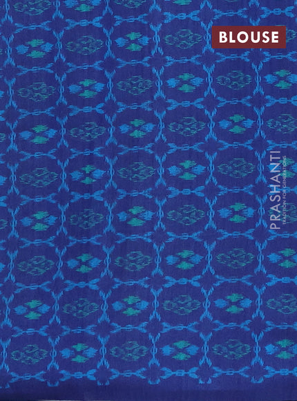 Semi tussar saree beige and navy blue with allover kalamkari prints and patola printed border