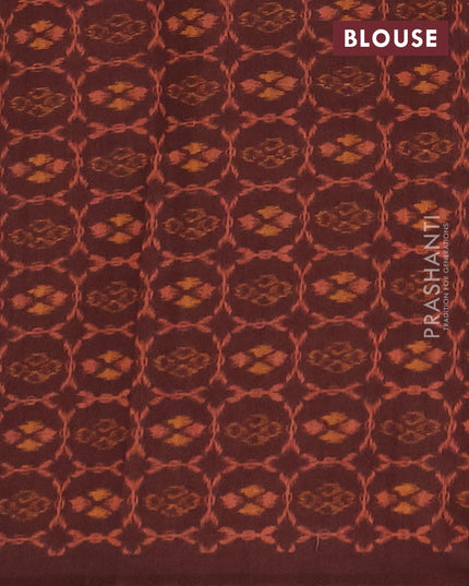 Semi tussar saree beige and coffee brown with allover kalamkari prints and patola printed border
