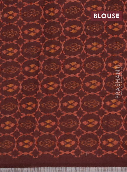 Semi tussar saree beige and coffee brown with allover kalamkari prints and patola printed border