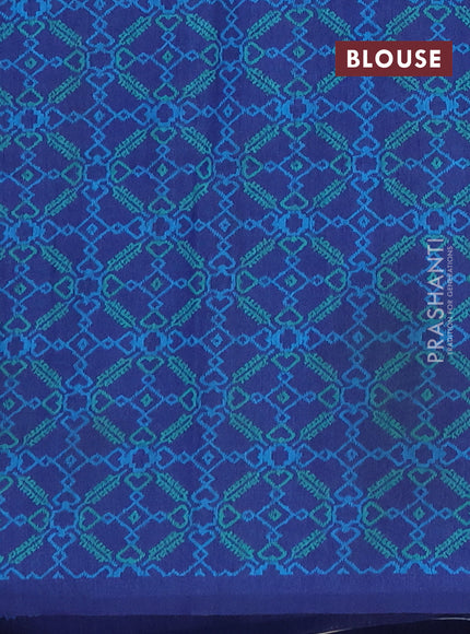 Semi tussar saree beige and navy blue with allover kalamkari prints and patola printed border