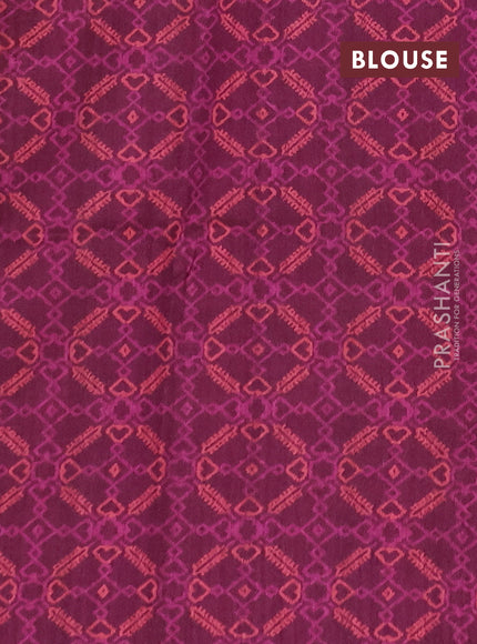 Semi tussar saree beige and magenta pink with allover kalamkari prints and patola printed border