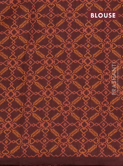 Semi tussar saree beige and coffee borwn with allover kalamkari prints and patola printed border