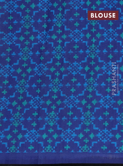 Semi tussar saree beige and navy blue with allover kalamkari prints and patola printed border