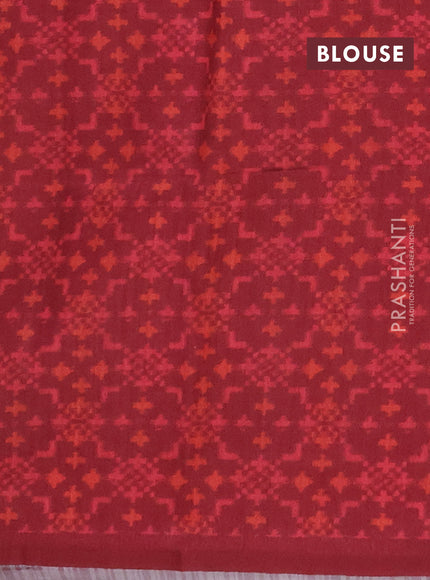 Semi tussar saree beige and maroon with allover kalamkari prints and patola printed border