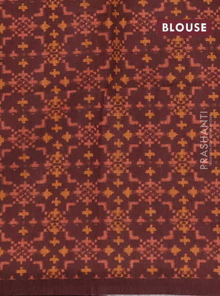 Semi tussar saree beige and coffee brown with allover kalamkari prints and patola printed border