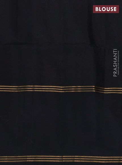 Pure soft silk saree mustard green and black with allover zari woven buttas and rettapet zari woven butta border