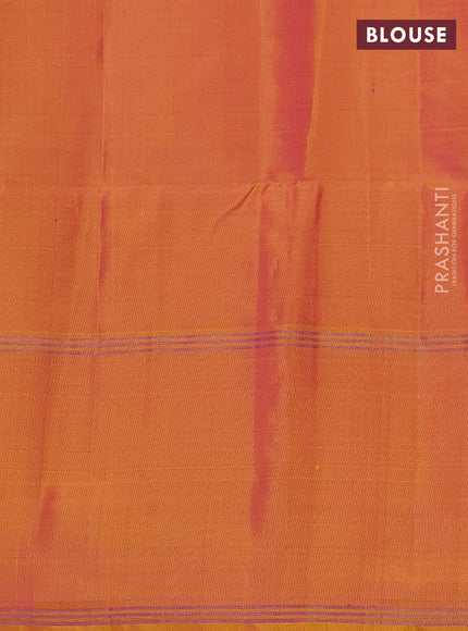 Pure soft silk saree pink and yellow with allover zari woven buttas and rettapet zari woven border