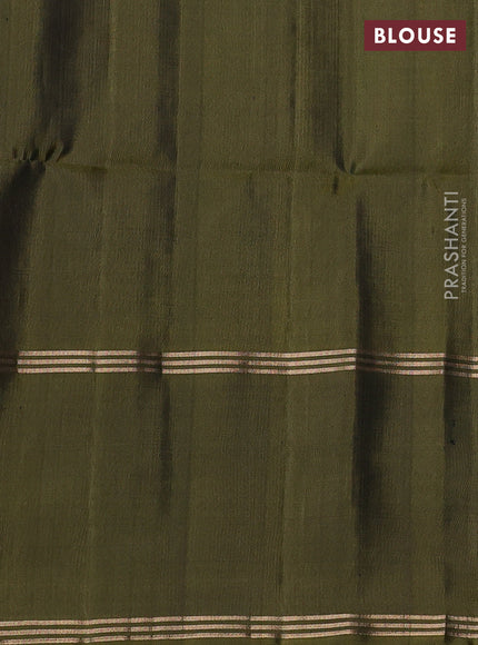 Pure soft silk saree light green and olive green with allover zari woven buttas and rettapet zari woven border