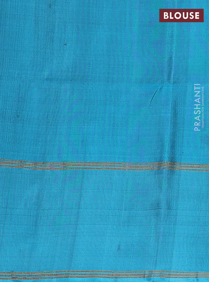 Pure soft silk saree navy blue and teal blue with allover zari woven buttas and rettapet zari woven border