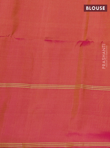 Pure soft silk saree yellow and pink with allover zari woven buttas and rettapet zari woven border