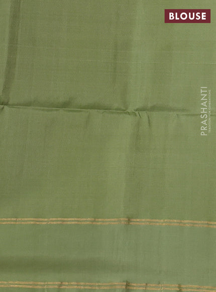 Pure soft silk saree blue and pastel green with allover zari woven buttas and rettapet zari woven border
