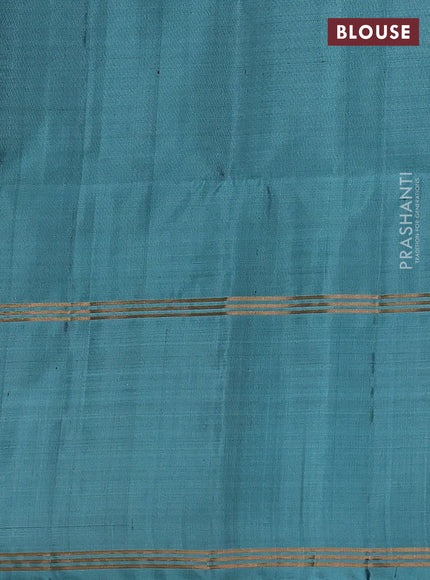 Pure soft silk saree deep purple and teal blue with allover zari woven buttas and rettapet zari woven border