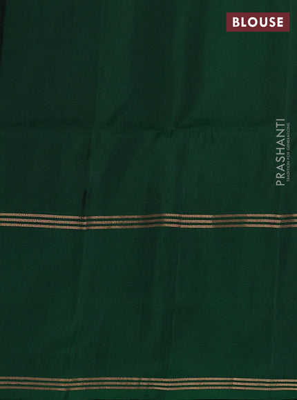 Pure soft silk saree rust shade and bottle green with allover zari woven buttas and rettapet zari woven border