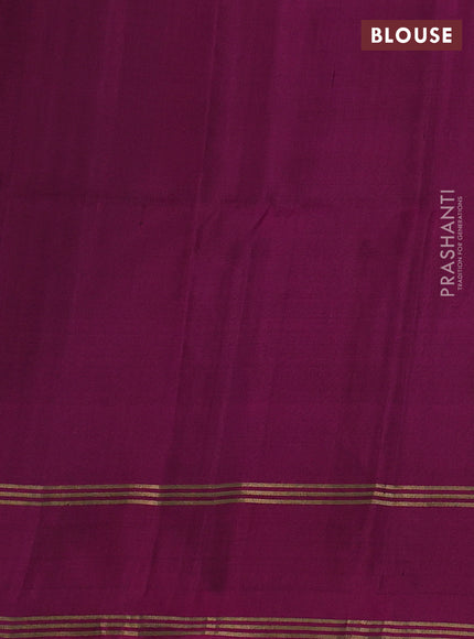 Pure soft silk saree mustard green and magenta pink with allover zari woven buttas and rettapet zari woven border