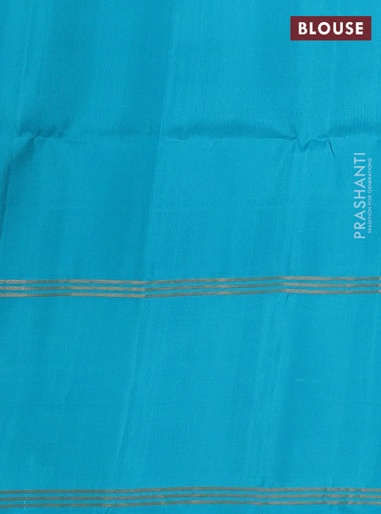 Pure soft silk saree light blue and teal blue with allover zari woven buttas and rettapet zari woven border