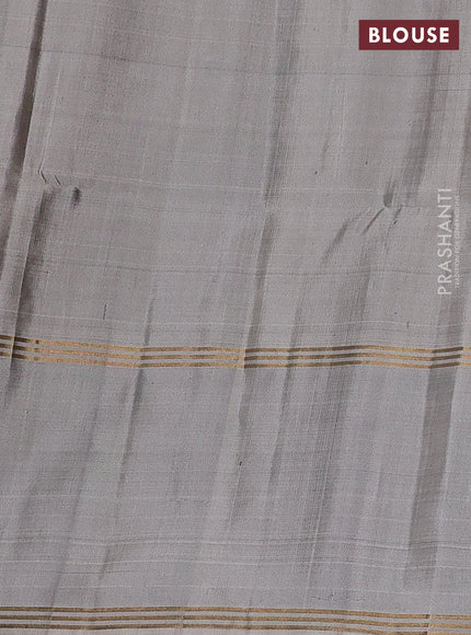 Pure soft silk saree violet and grey with allover zari woven buttas and rettapet zari woven border