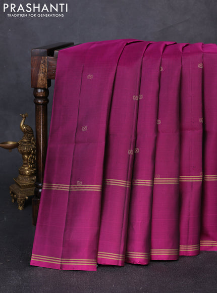 Pure soft silk saree magenta pink with allover zari woven buttas and rettapet zari woven border