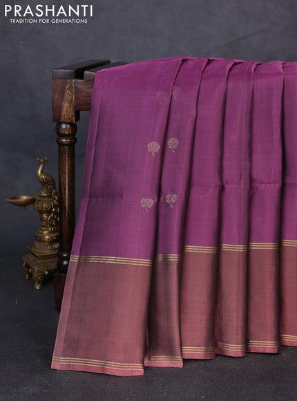 Pure soft silk saree pastel purple and rosy brown with allover zari woven buttas and rettapet zari woven border