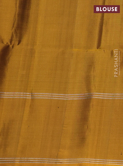 Pure soft silk saree deep wine shade and mustard yellow with allover zari woven buttas and rettapet zari woven border