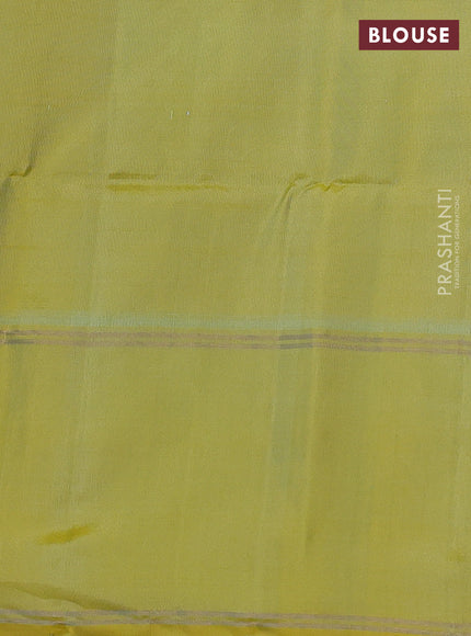 Pure soft silk saree pastel green and yellow with allover zari woven buttas and rettapet zari woven border