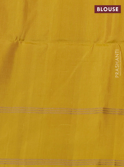 Pure soft silk saree beige and yellow with allover zari woven buttas and zari woven simple border