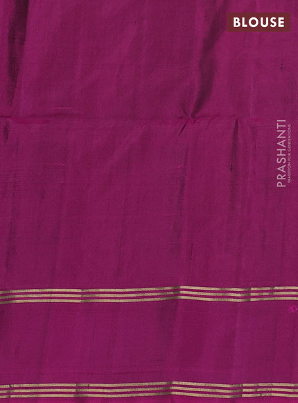 Pure soft silk saree dark mustard and magenta pink with allover zari weaves pattern and rettapet zari woven border