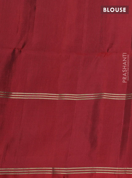 Pure soft silk saree deep maroon with allover zari weaves pattern and rettapet zari woven border