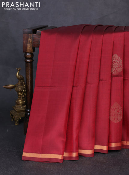 Pure soft silk saree deep maroon with allover silver & gold zari woven buttas and small zari woven border