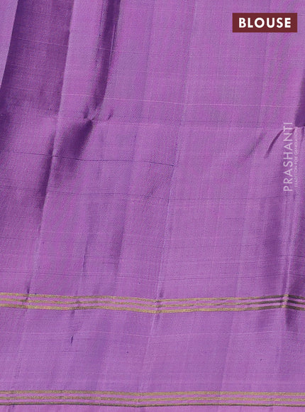 Pure soft silk saree teal blue and mauve pink with allover zari woven buttas and rettapet zari woven border