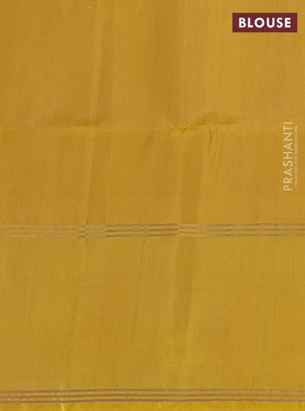 Pure soft silk saree grey and yellow with allover zari woven buttas and rettapet zari woven border
