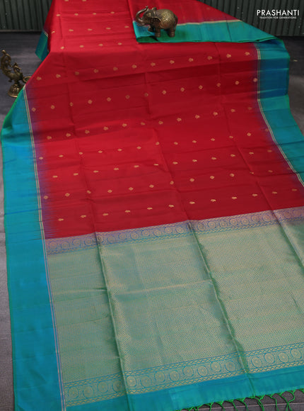 Pure soft silk saree maroon and green with allover zari woven buttas and zari woven simple border