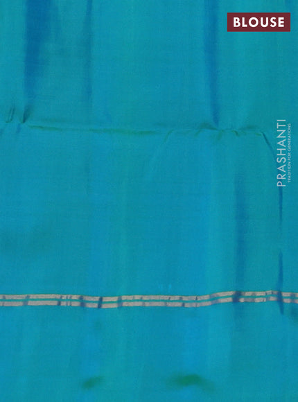 Pure soft silk saree beige and teal green with allover zari woven buttas and zari woven simple border
