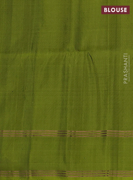 Pure soft silk saree deep magenta and light green with allover zari weaves pattern and rettapet zari woven border